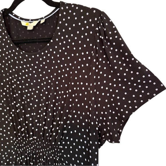 Boden Amelie‎ Black Pink Polka Dot Jersey Knit Fit Flare Dress Pockets Size 14 - Picture 7 of 13